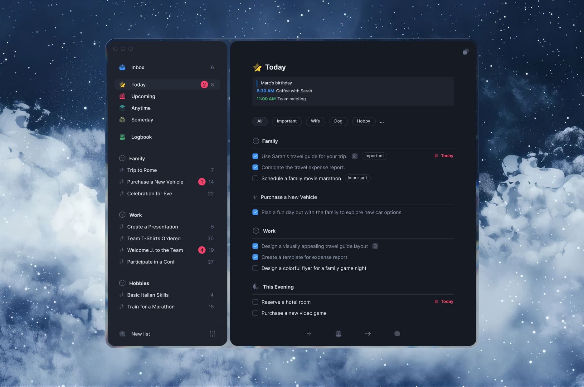 The same window in the dark theme